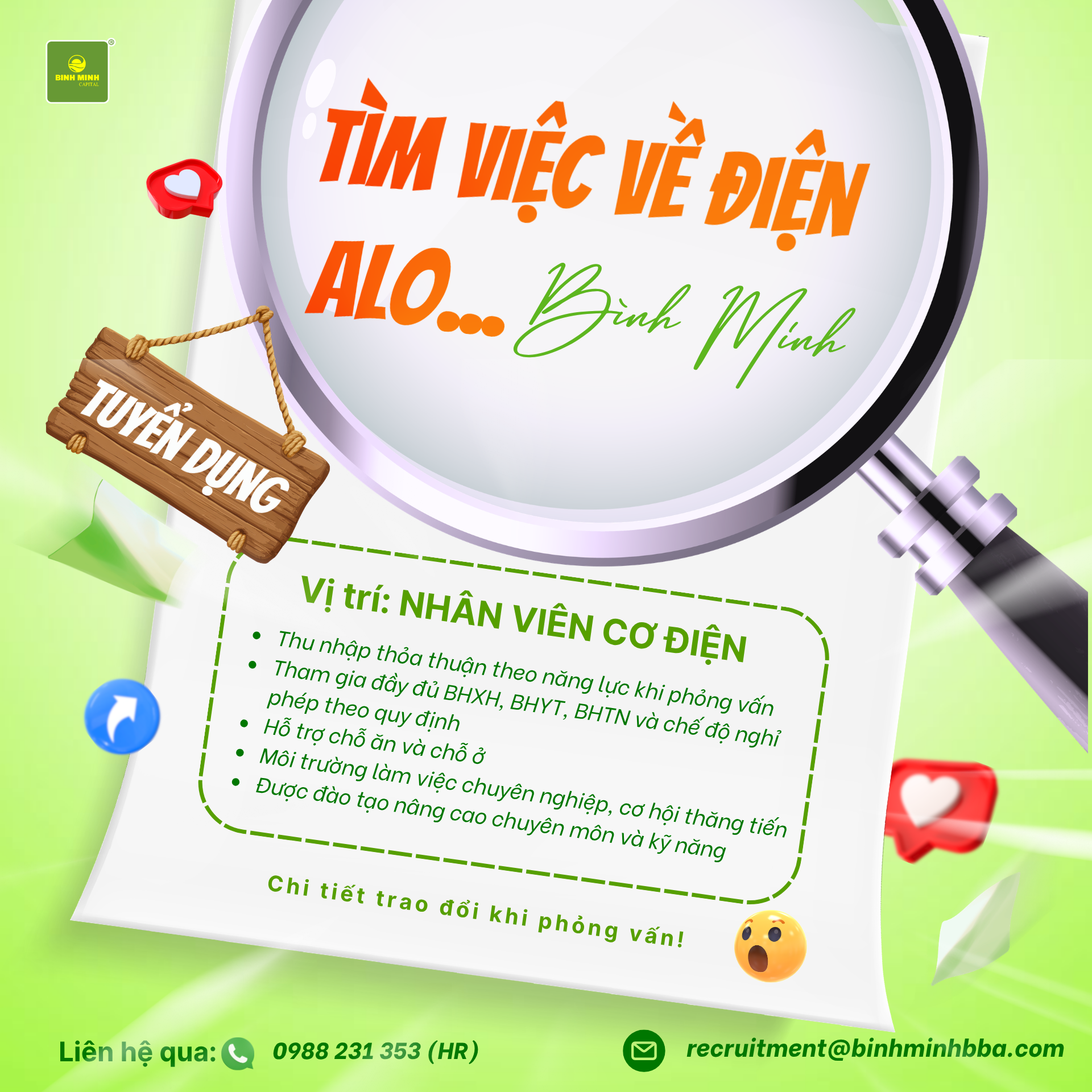 Tuyển dụng nhân viên cơ điện 